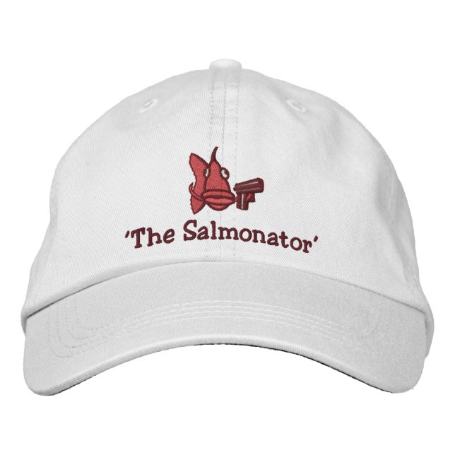'Der Salmonator' - bestickter Hut (Vorderseite)