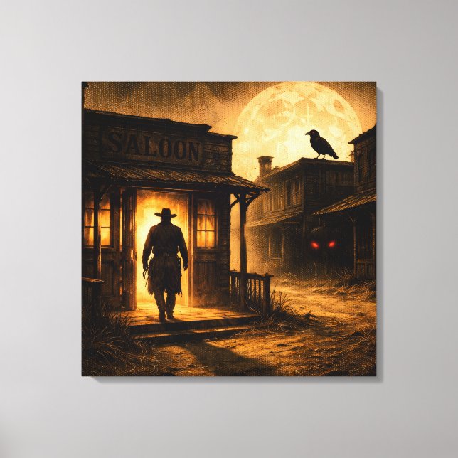 Der Saloon-Schatten: Gothic Frontier-Eingang Leinwanddruck (Vorderseite)