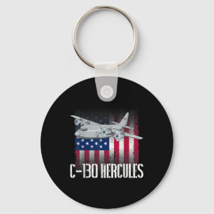 Der Salty Veteran C-130 Hercules American Flag Mil Schlüsselanhänger