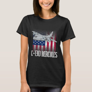Der Salty Veteran C-130 Hercules American Flag Mil T-Shirt