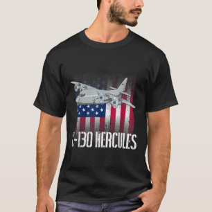Der Salty Veteran C-130 Hercules American Flag Mil T-Shirt