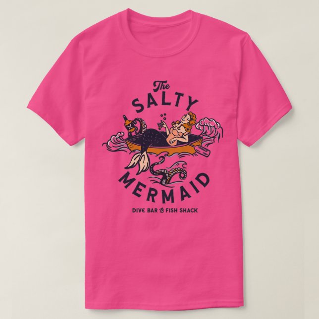 Der salzige Meerjungfrau-Bar-Fischhahn T-Shirt (Design vorne)