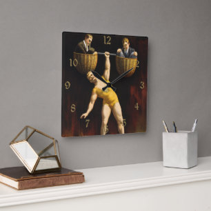 Der Sandow Eugen Sandow Vaudeville Kraftsportler Quadratische Wanduhr