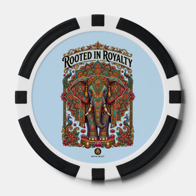 Der sanfte Riese: Künstlerisches Elefantendesign Pokerchips (Vorderseite)