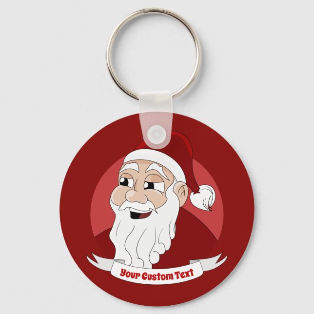 Der Santa Claus Cartoon lächelnd Schlüsselanhänger (Vorderseite)