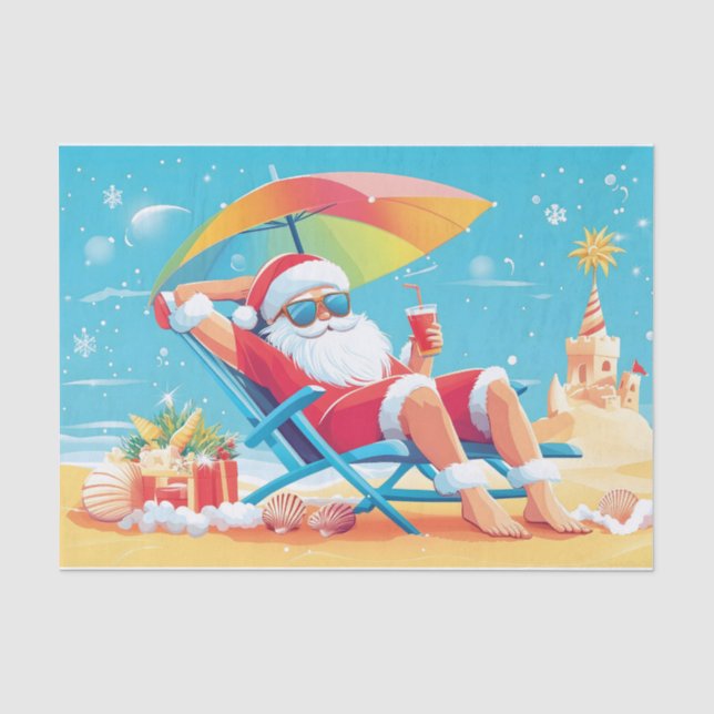 Der Santa Claus entspannt sich auf einem Sonnenbet Seidenpapier (Vorderseite)