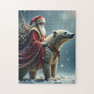 Der Santa des Nordpoles auf einem Eisbär