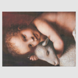 Der Säugling Jesus mit einem Lamm von Bernardino L Seidenpapier