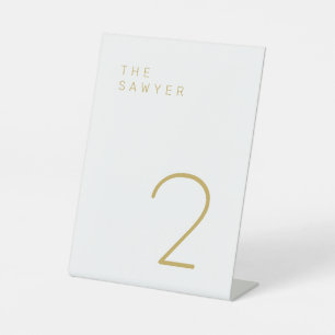 Der Sawyer 2 Gold und Weiß Tischnummer Sockelschild