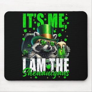 Der Schabernack, lustiger Waschbär St. Patrick's D Mousepad