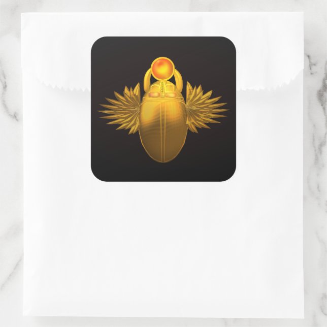 Der Scharfkäfer, ägyptische Symbole Quadratischer Aufkleber (Tasche)