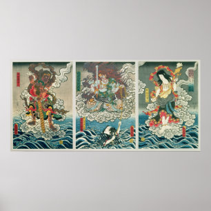 Der Schauspieler Ichikawa Ebizo V als die Gottheit Poster