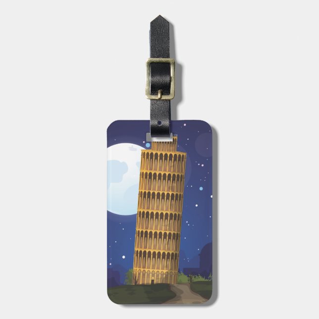 Der Schiefe Turm von Pisa Gepäckanhänger (Vorderseite vertikal)