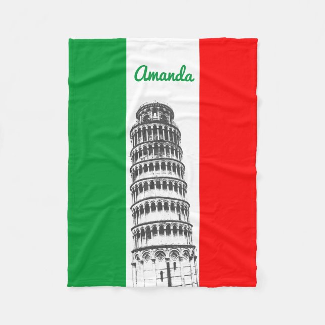 Der Schiefe Turm von Pisa und die italienische Fla Fleecedecke (Vorderseite)