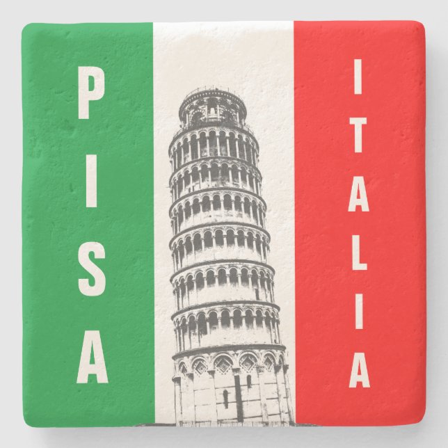 Der Schiefer Turm von Pisa und die italienische Fl Steinuntersetzer (Vorderseite)