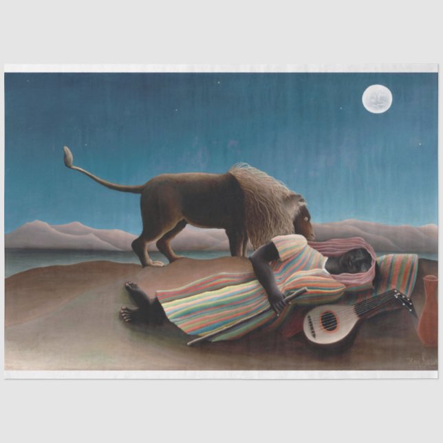 Der schlafende Sinti und Roma, Henri Rousseau Seidenpapier (Vorderseite)