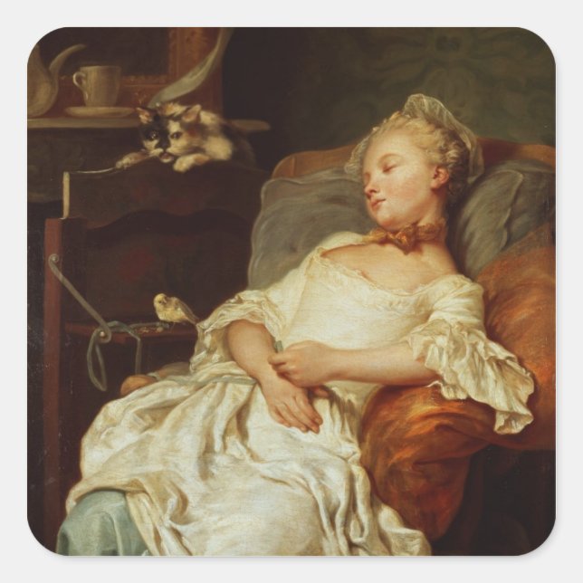 Der Schläfer, 1759 (Öl auf Leinwand) Quadratischer Aufkleber (Vorderseite)
