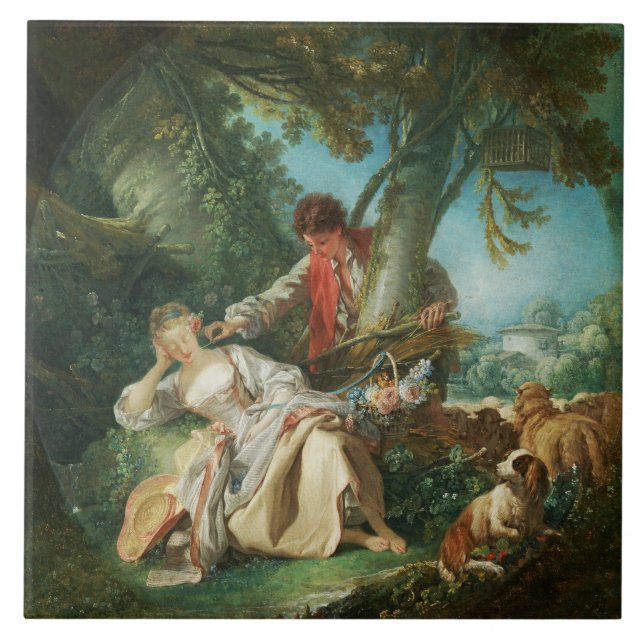 Der Schlafstopp von François Boucher Fliese (Vorderseite)