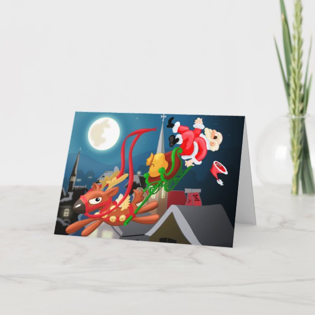 Der Schlitten des Weihnachtsmanns Karte (Vorderseite)