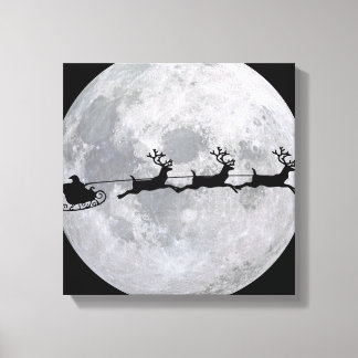 Der Schlitten des Weihnachtsmanns vor dem Mond Leinwanddruck