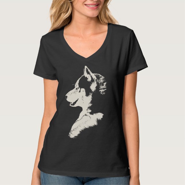 Der Schlittenhund-/der Wolf-Kunst-T-Shirts der T-Shirt (Vorderseite)