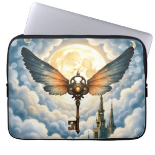 Der Schlüssel der Ewigkeit – Steampunk-Flügel Laptopschutzhülle