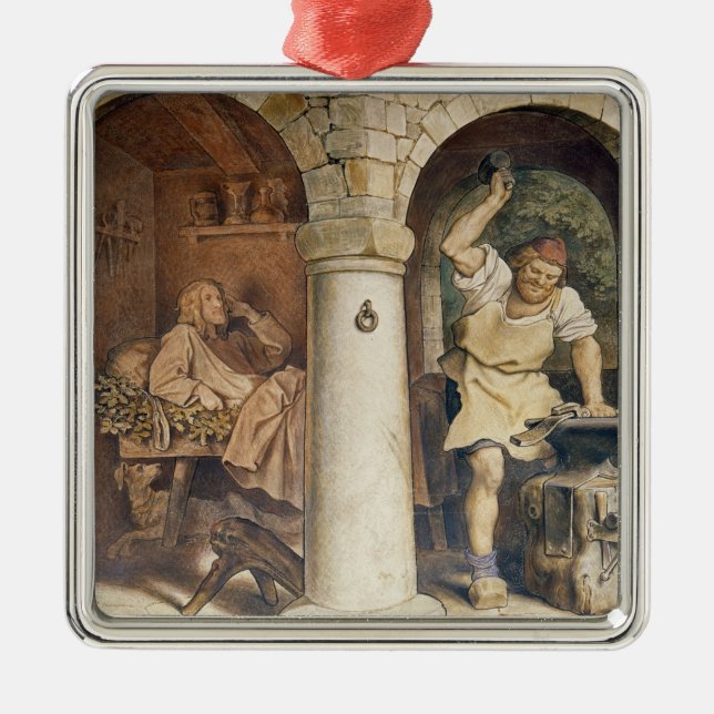 Der Schmied von Ruhla, c.1854 Silbernes Ornament (Vorne)