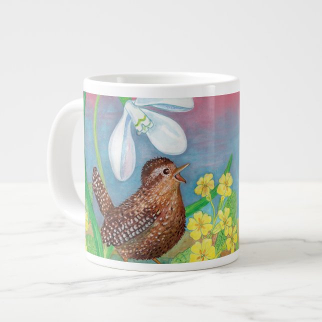 Der Schneefall und der Waldvogel beschwören den Fr Jumbo-Tasse (Vorderseite Links)