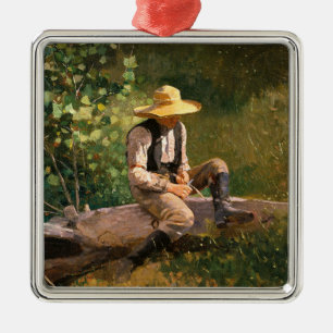 Der schnitzende Junge (von Winslow Homer) Ornament Aus Metall