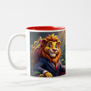 Der schöne Löwe ist der König des Dschungels Zweifarbige Tasse