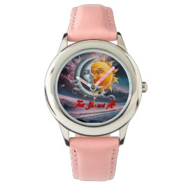 Der schöne Moment zwischen Mond und Sonne auf eine Armbanduhr