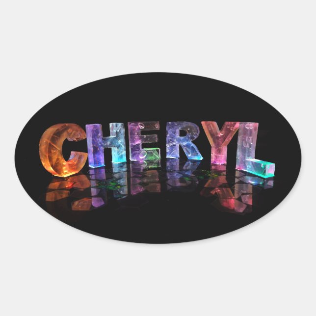 Der schöne Name Cheryl in 3D Lights Ovaler Aufkleber (Vorderseite)