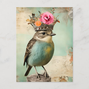 Der schöne Vogel in einer Kronen-Collage Postkarte