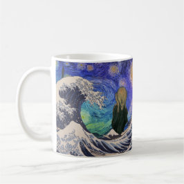 Der Schrei an der großen Welle starrt Nacht Kaffeetasse