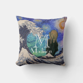 Der Schrei an der großen Welle starrt Nacht Kissen