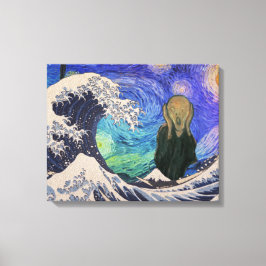Der Schrei an der großen Welle starrt Nacht Leinwanddruck