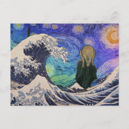 Der Schrei an der großen Welle starrt Nacht Postkarte