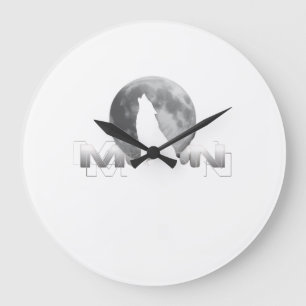 der Schrei des Wolfes unter dem Vollmond Große Wanduhr
