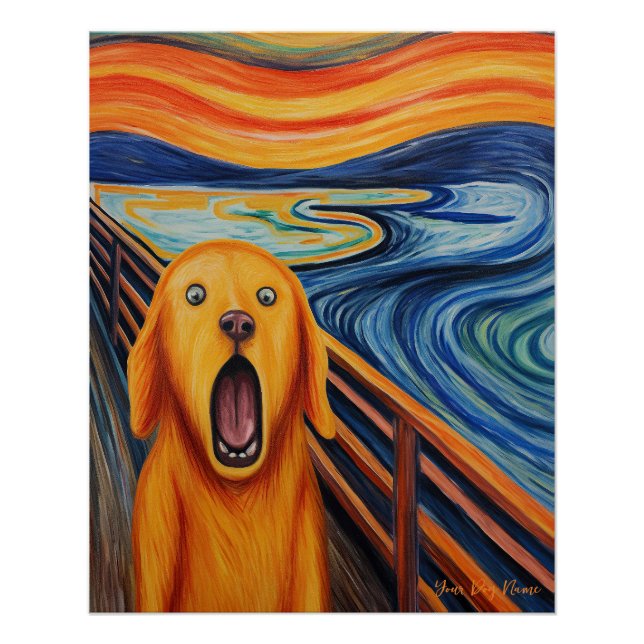 Der Schrei - Golden Retriever Dog 001 - Pall Munch Poster (Vorderseite)