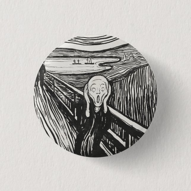 Der Schrei von Edvard Munch Black and White Button (Vorderseite)