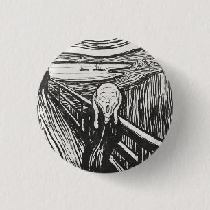 Der Schrei von Edvard Munch Black and White Button