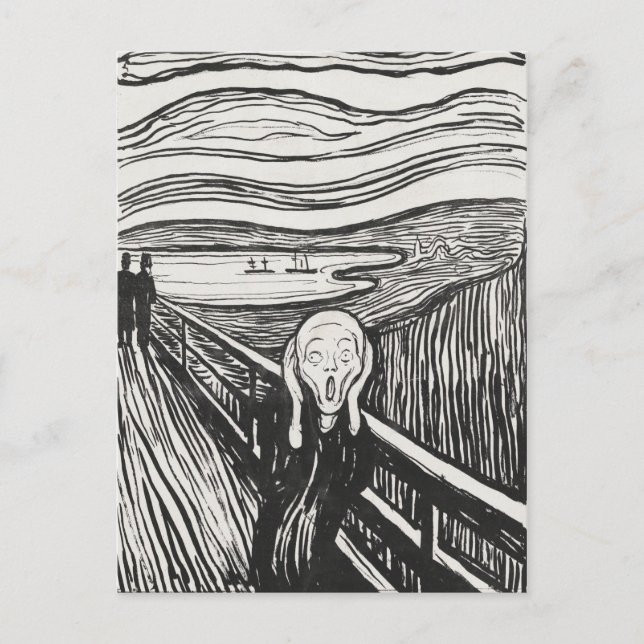 Der Schrei von Edvard Munch Black and White Postkarte (Vorderseite)