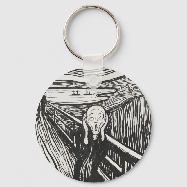 Der Schrei von Edvard Munch Black and White Schlüsselanhänger (Vorderseite)