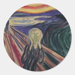 Der Schrei von Edvard Munch, Vintager Expressionis Runder Aufkleber