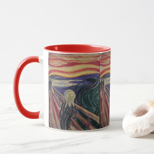 Der Schrei von Edvard Munch, Vintager Expressionis Tasse (Mit Donut)
