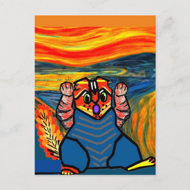 Der Schrei von Munch, Cat Art Parody Postkarte (Vorderseite)