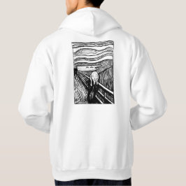 Der Schrei von Munch – Schwarze Linienkunst Person Hoodie