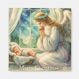 Der Schutzengel betet um die Wiege des Babys Magnet