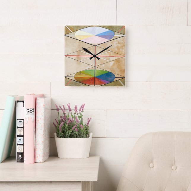 Der Schwan Nr. 23 | Hilma af Klint | Quadratische Wanduhr (Lesesaal)
