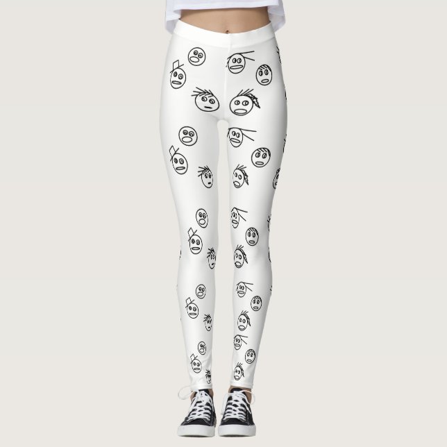 Der schwarz-weiße Stick-Mann sieht sich Design geg Leggings (Vorderseite)